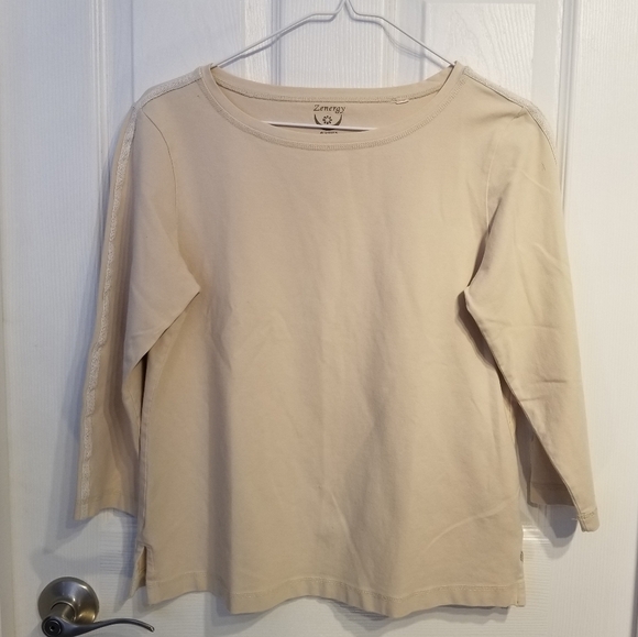 Chico's Tops - Chico’s Zenergy Cotton Blend Top with Shoulder/Arm Decorative Trim Size 1 (M 8)